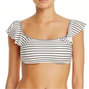 Vince Camuto Black and White Ruffle Bikini Top - Size Medium